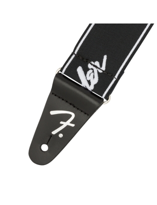 Fender® WeighLess™ 2" Running Logo Strap BW
