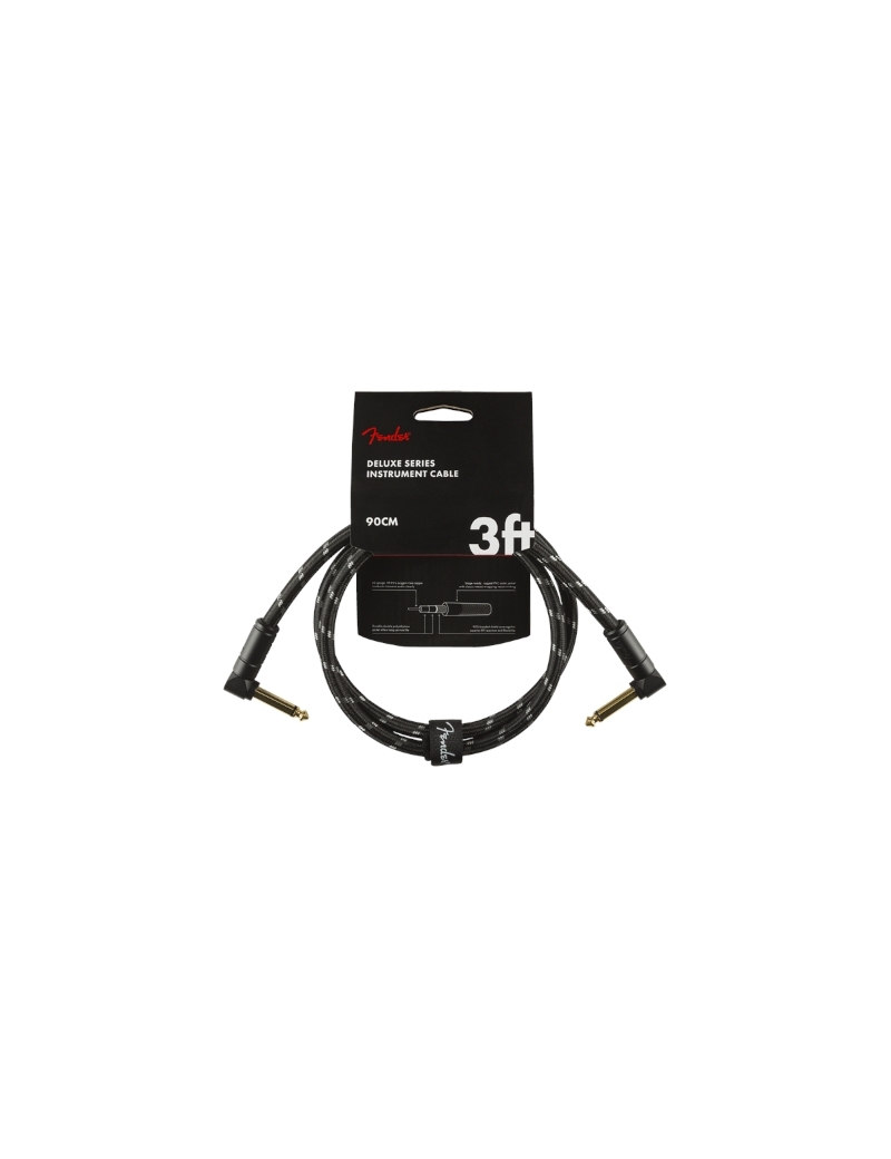 Fender® Deluxe Instrument Cable Angled 90cm Black Tweed