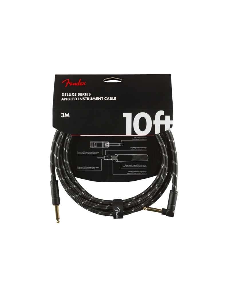 Fender® Deluxe Instrument Cable Angled 3m Black Tweed