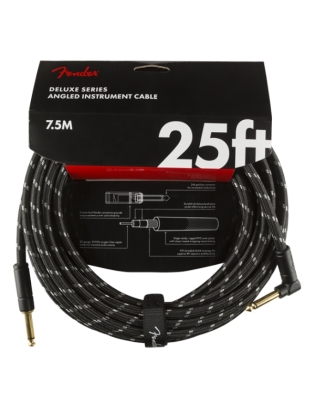 Fender® Deluxe Instrument Cable Angled 7,5m Black Tweed