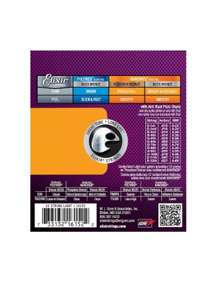 Elixir® 16152 Nanoweb® Phosphor Bronze Light 12-String