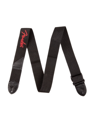 Fender® Black Poly Strap Red Logo
