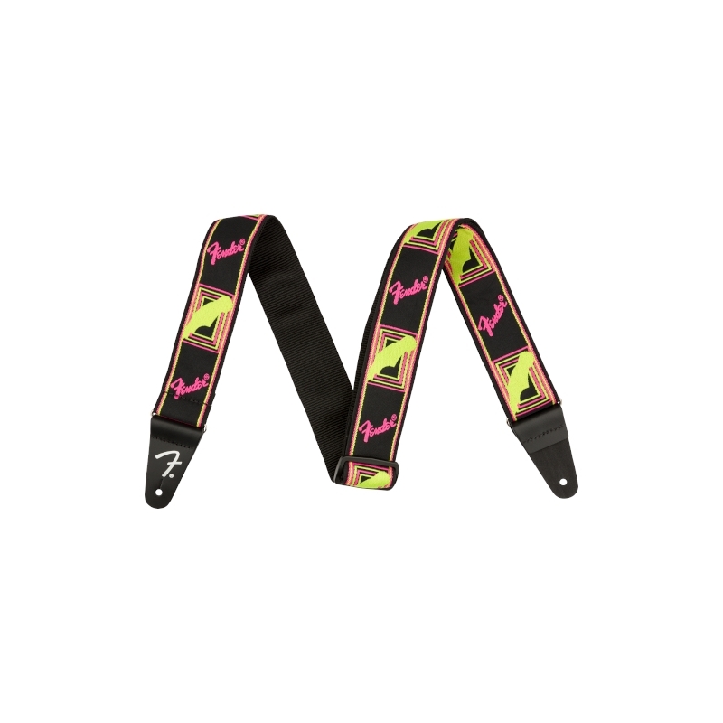 Fender® Neon Monogrammed Strap Yellow/Pink