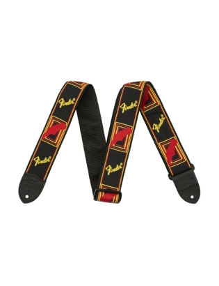 Fender® Monogrammed Strap Black/Yellow/Red