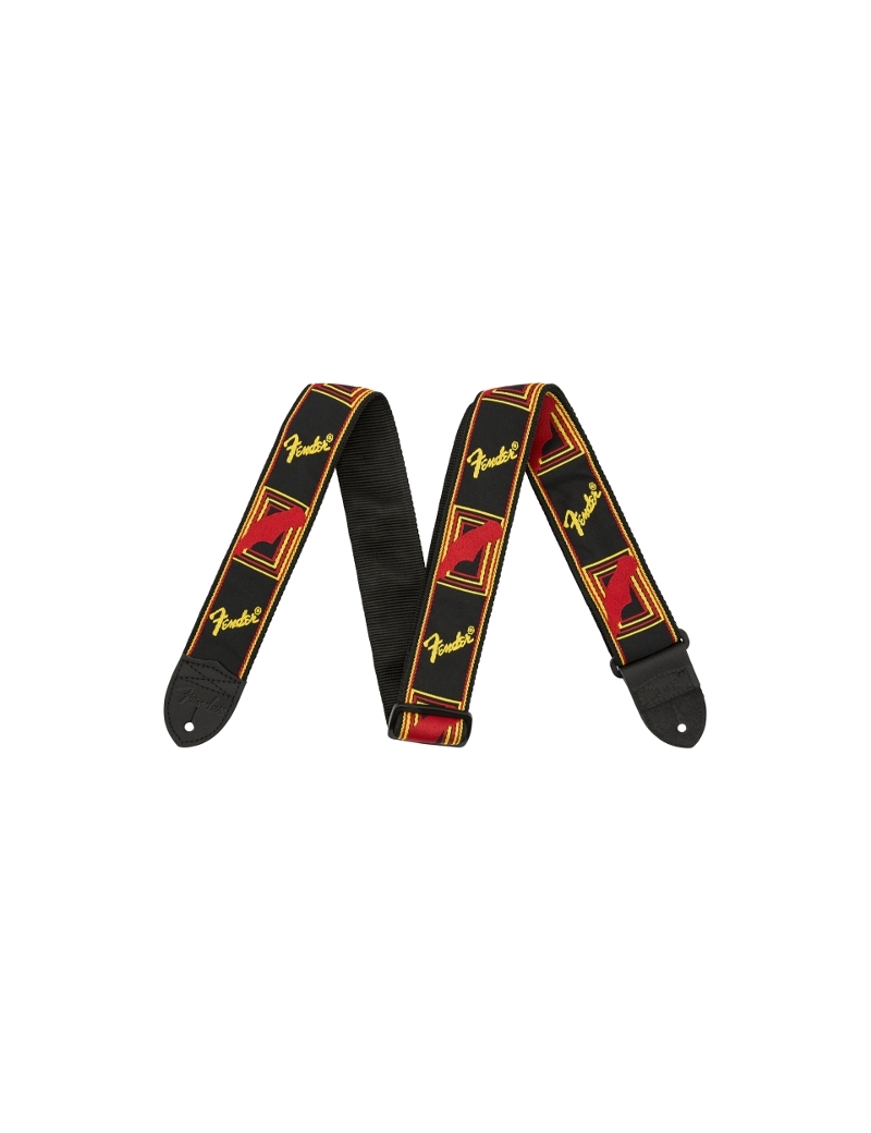 FenderÂ® Monogrammed Strap Black/Yellow/Red